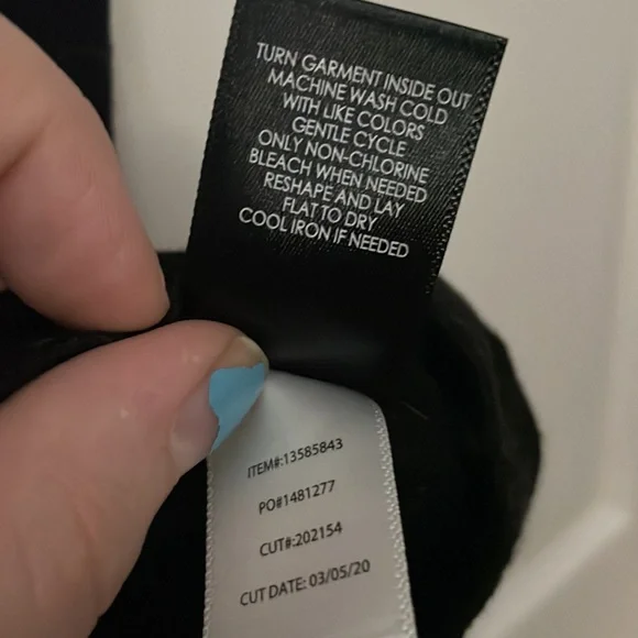 Black Short Sleeve Blouse with Lace Criss-Cross Insert - Picture 5 of 7